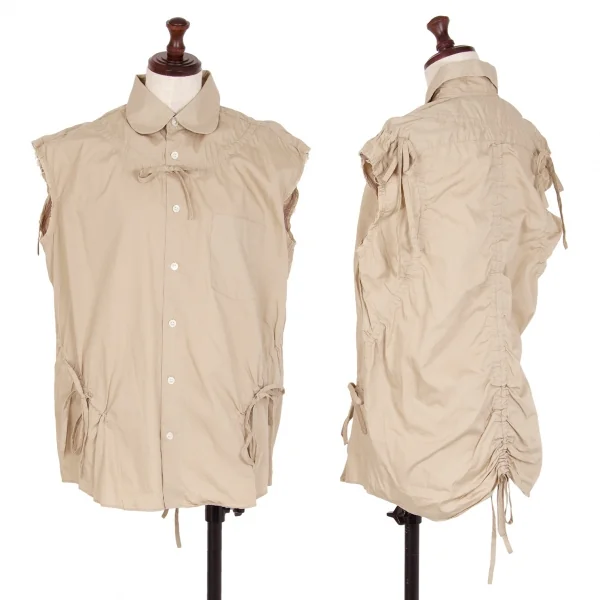 ジュンヤワタナベ コムデギャルソンJUNYA WATANABE COMME des GARCONS コードシャーリングノースリーブラウンドカラーシャツ ベージュS位 K-108055_001