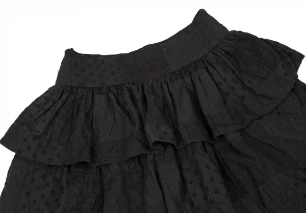 リミフゥLIMI feu エンブロイダリーレースパッチワーク切替スカート 黒S K-108060_003