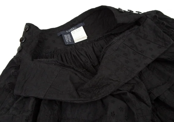 リミフゥLIMI feu エンブロイダリーレースパッチワーク切替スカート 黒S K-108060_005