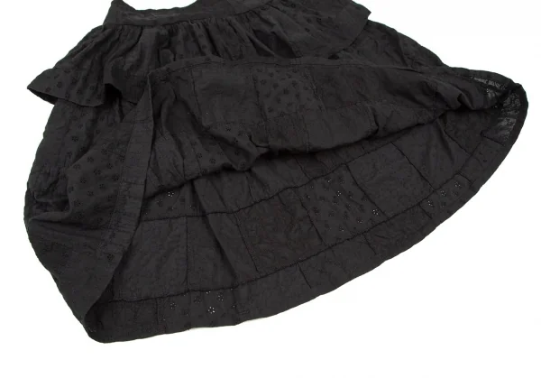 リミフゥLIMI feu エンブロイダリーレースパッチワーク切替スカート 黒S K-108060_008