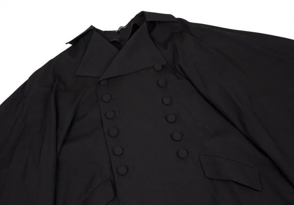 ヨウジヤマモト ファムYohji Yamamoto FEMME ウールコットンギャバギャザー切替ボリュームダブルコート 黒2 K-108061_003