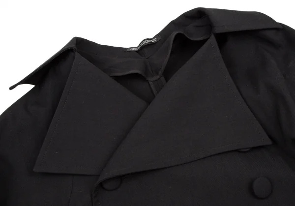 ヨウジヤマモト ファムYohji Yamamoto FEMME ウールコットンギャバギャザー切替ボリュームダブルコート 黒2 K-108061_004