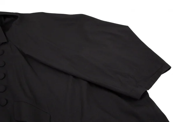 ヨウジヤマモト ファムYohji Yamamoto FEMME ウールコットンギャバギャザー切替ボリュームダブルコート 黒2 K-108061_006
