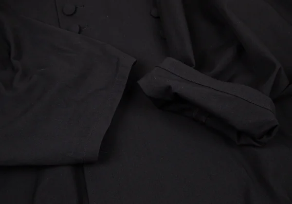 ヨウジヤマモト ファムYohji Yamamoto FEMME ウールコットンギャバギャザー切替ボリュームダブルコート 黒2 K-108061_008