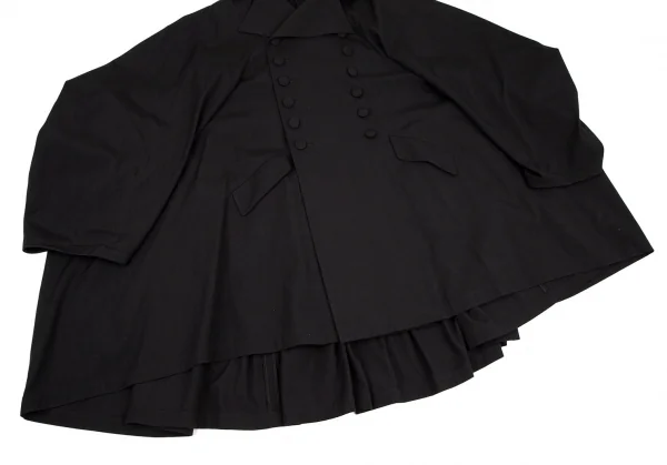 ヨウジヤマモト ファムYohji Yamamoto FEMME ウールコットンギャバギャザー切替ボリュームダブルコート 黒2 K-108061_009