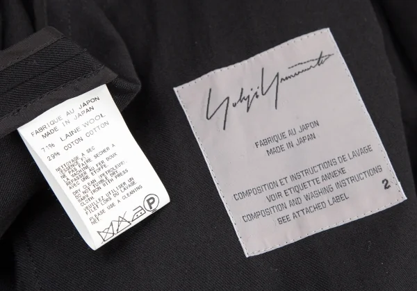 ヨウジヤマモト ファムYohji Yamamoto FEMME ウールコットンギャバギャザー切替ボリュームダブルコート 黒2 K-108061_016