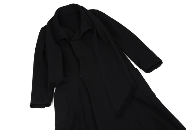 ヨウジヤマモト ファムYohji Yamamoto FEMME ストールカラーデザインロングコート 黒1 K-108064_003