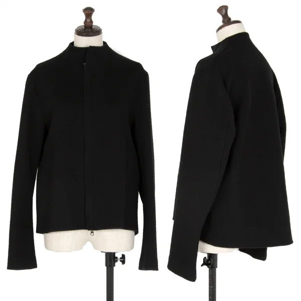 ヨウジヤマモト ファムYohji Yamamoto FEMME 裁ち切りフロントウールフェルトジップジャケット 黒2 K-108070_001