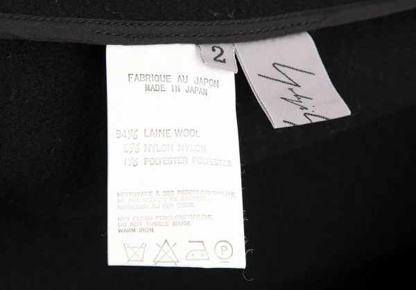 ヨウジヤマモト ファムYohji Yamamoto FEMME 裁ち切りフロントウールフェルトジップジャケット 黒2 K-108070_012
