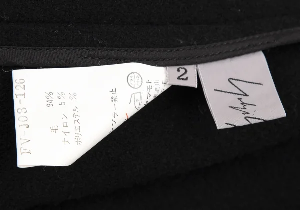 ヨウジヤマモト ファムYohji Yamamoto FEMME 裁ち切りフロントウールフェルトジップジャケット 黒2 K-108070_013