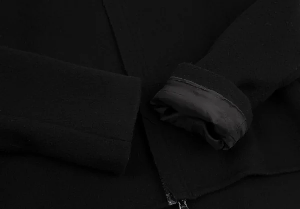 ヨウジヤマモト ファムYohji Yamamoto FEMME 裁ち切りフロントウールフェルトジップジャケット 黒2 K-108070_006