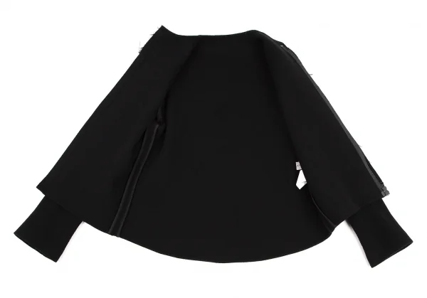 ヨウジヤマモト ファムYohji Yamamoto FEMME 裁ち切りフロントウールフェルトジップジャケット 黒2 K-108070_009
