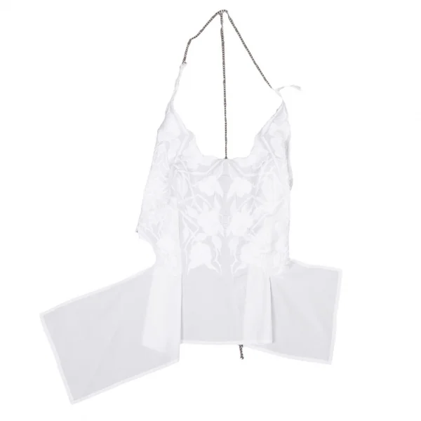 ヨウジヤマモト ファムYohji Yamamoto FEMME ボタニカル刺繍チェーンストラップベスト 白1 K-108073_002