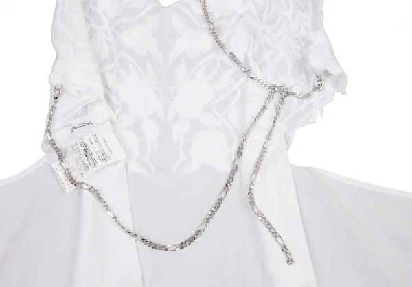ヨウジヤマモト ファムYohji Yamamoto FEMME ボタニカル刺繍チェーンストラップベスト 白1 K-108073_010