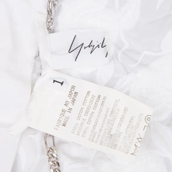 ヨウジヤマモト ファムYohji Yamamoto FEMME ボタニカル刺繍チェーンストラップベスト 白1 K-108073_013