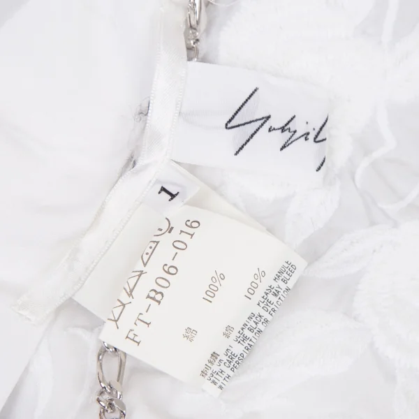 ヨウジヤマモト ファムYohji Yamamoto FEMME ボタニカル刺繍チェーンストラップベスト 白1 K-108073_014