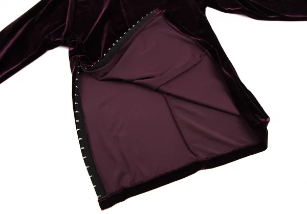 ヨウジヤマモト ファムYohji Yamamoto FEMME裾ホックデザインストレッチベロアカットソー ボルドーM K-108076_010