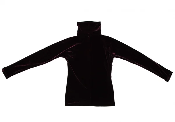 ヨウジヤマモト ファムYohji Yamamoto FEMME裾ホックデザインストレッチベロアカットソー ボルドーM K-108076_011