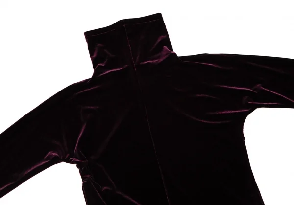 ヨウジヤマモト ファムYohji Yamamoto FEMME裾ホックデザインストレッチベロアカットソー ボルドーM K-108076_003