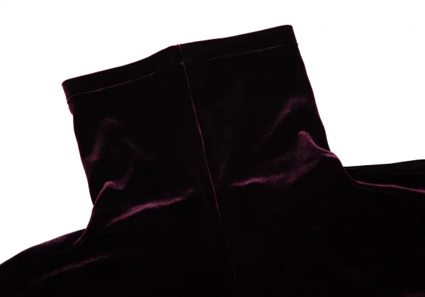 ヨウジヤマモト ファムYohji Yamamoto FEMME裾ホックデザインストレッチベロアカットソー ボルドーM K-108076_004