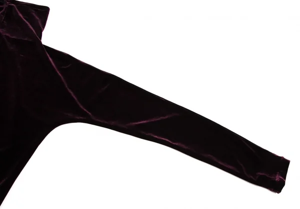 ヨウジヤマモト ファムYohji Yamamoto FEMME裾ホックデザインストレッチベロアカットソー ボルドーM K-108076_006