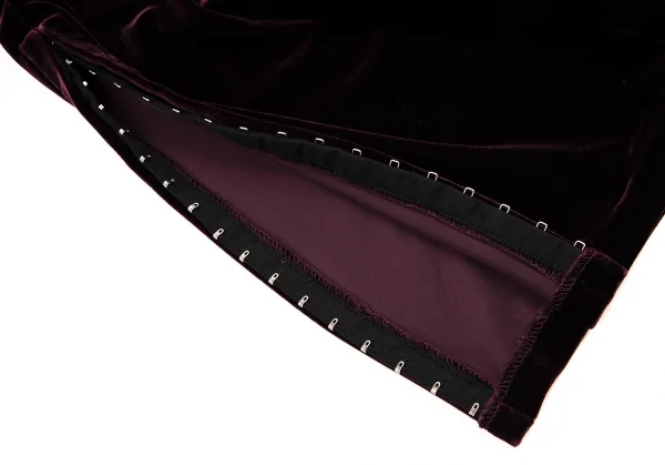 ヨウジヤマモト ファムYohji Yamamoto FEMME裾ホックデザインストレッチベロアカットソー ボルドーM K-108076_009