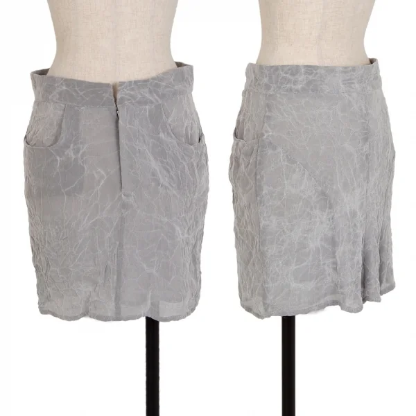 Yohji Yamamoto FEMME Wrinkle Mini Skirt Grey 1 K-108084_001