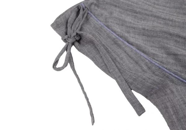 ヨウジヤマモト ファムYohji Yamamoto FEMME コットンリネンヘリングボーンアシンメトリーサルエルパンツ グレー1 K-108088_004