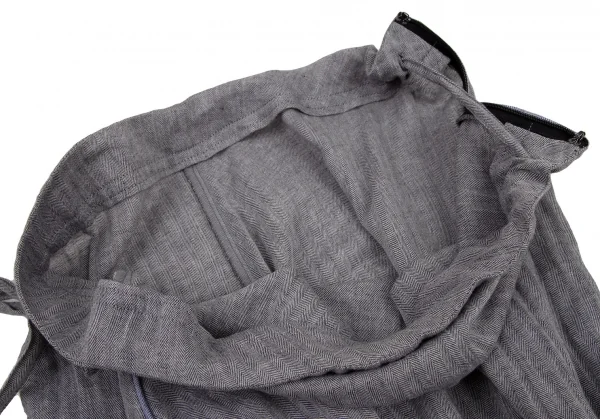 ヨウジヤマモト ファムYohji Yamamoto FEMME コットンリネンヘリングボーンアシンメトリーサルエルパンツ グレー1 K-108088_006