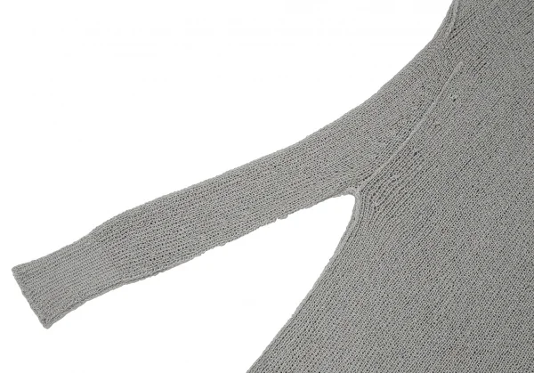 ヨウジヤマモト ノアールYohji Yamamoto NOIR コットン混アシンメトリーフーディーニットワンピース ライトグレー2 K-108091_005