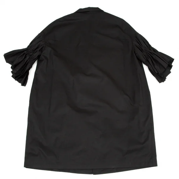 レギュレーション ヨウジヤマモトREGULATION Yohji Yamamoto コットンギャザースリーブオーバーサイズコート 黒2 K-108092_014