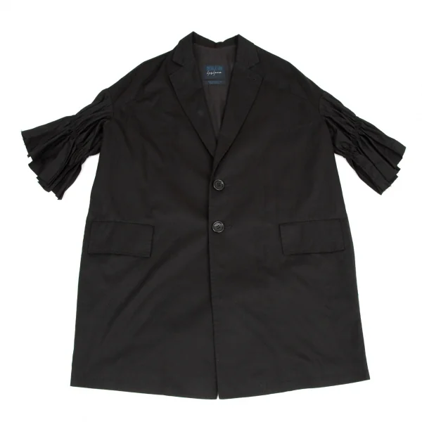 レギュレーション ヨウジヤマモトREGULATION Yohji Yamamoto コットンギャザースリーブオーバーサイズコート 黒2 K-108092_002