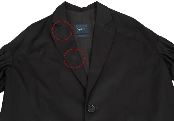 レギュレーション ヨウジヤマモトREGULATION Yohji Yamamoto コットンギャザースリーブオーバーサイズコート 黒2 K-108092_003