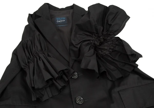 レギュレーション ヨウジヤマモトREGULATION Yohji Yamamoto コットンギャザースリーブオーバーサイズコート 黒2 K-108092_009