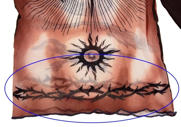 ジャンポールゴルチエ マイユJean Paul GAULTIER MAILLE タトゥープリントパワーネットカットソー 茶クリーム他S K-108104_010