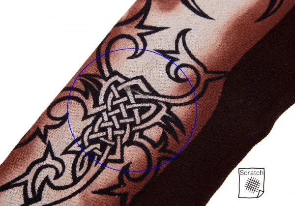 ジャンポールゴルチエ マイユJean Paul GAULTIER MAILLE タトゥープリントパワーネットカットソー 茶クリーム他S K-108104_014