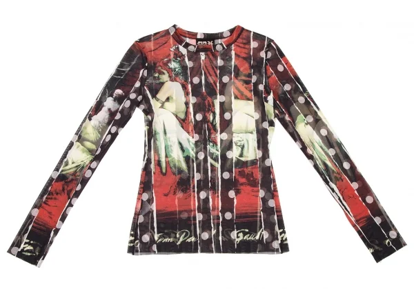 ジャンポールゴルチエJean Paul GAULTIER PARIS ドットグラフィックプリントパワーネットカットソー マルチ40 K-108107_002