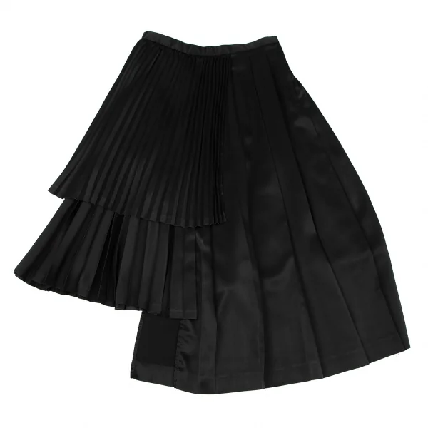 ノアール ケイ ニノミヤnoir kei ninomiya 光沢ポリレイヤードプリーツスカート 黒M K-108110_002