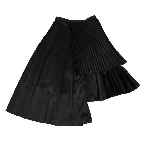 ノアール ケイ ニノミヤnoir kei ninomiya 光沢ポリレイヤードプリーツスカート 黒M K-108110_009