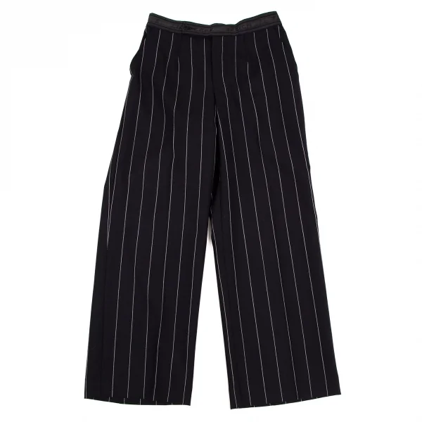 ジャンフランコフェレGIANFRANCO FERRE ロゴウエストストライプワイドパンツ 紺白28 K-108133_001
