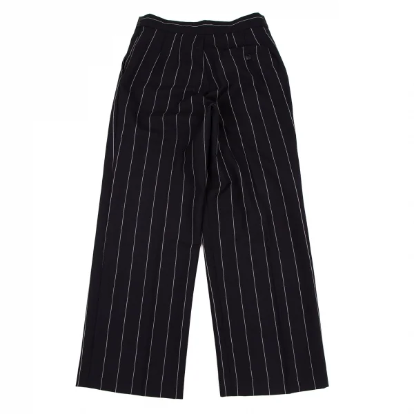 ジャンフランコフェレGIANFRANCO FERRE ロゴウエストストライプワイドパンツ 紺白28 K-108133_010