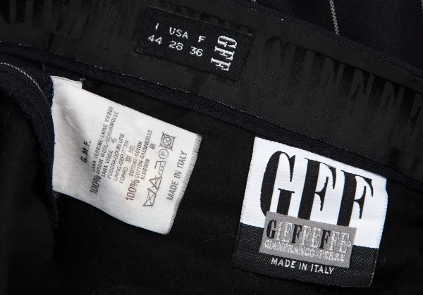 ジャンフランコフェレGIANFRANCO FERRE ロゴウエストストライプワイドパンツ 紺白28 K-108133_013