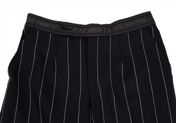 ジャンフランコフェレGIANFRANCO FERRE ロゴウエストストライプワイドパンツ 紺白28 K-108133_002