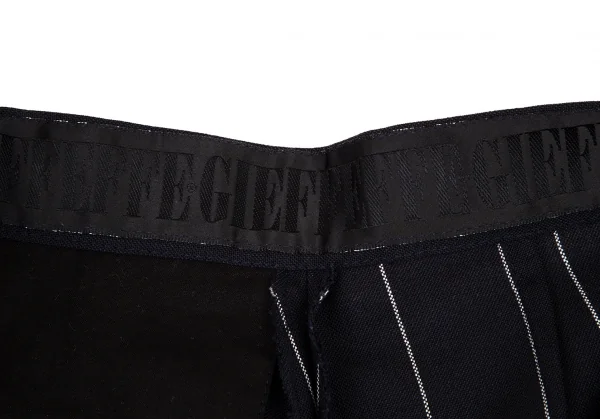 ジャンフランコフェレGIANFRANCO FERRE ロゴウエストストライプワイドパンツ 紺白28 K-108133_006