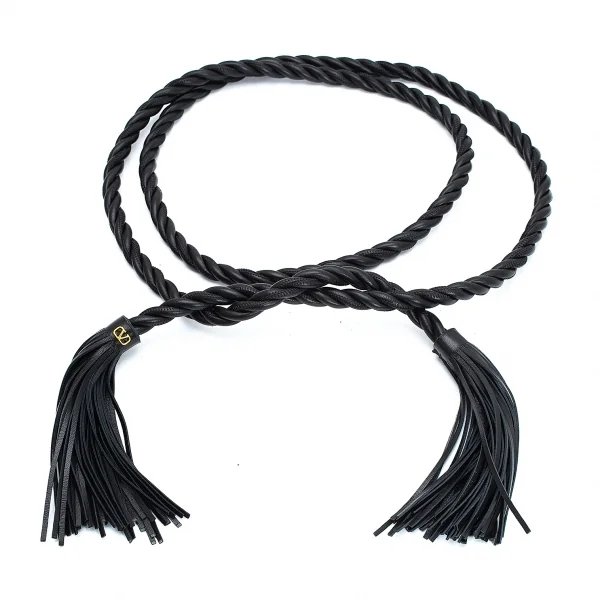 ヴァレンティノVALENTINO タッセルレザーロープベルト 黒 K-108140_001