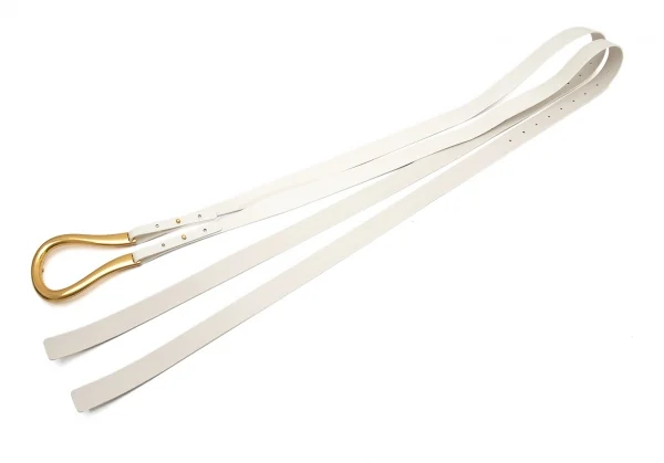 ボッテガヴェネタ BOTTEGA VENETA ダブルストラップレザーベルト 白L K-108141_002