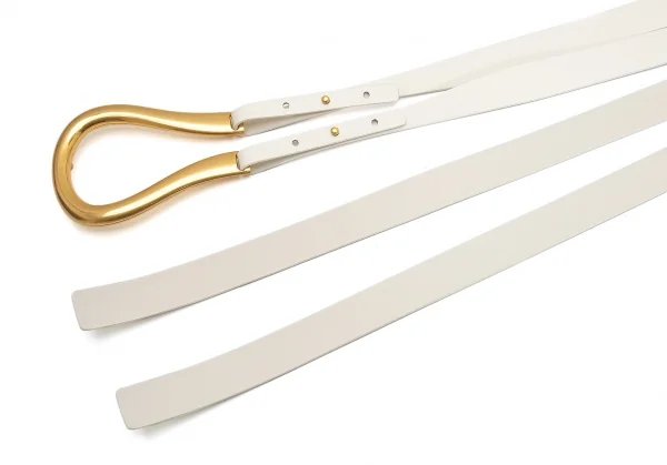 ボッテガヴェネタ BOTTEGA VENETA ダブルストラップレザーベルト 白L K-108141_004