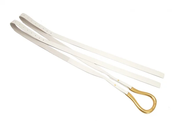 ボッテガヴェネタ BOTTEGA VENETA ダブルストラップレザーベルト 白L K-108141_005