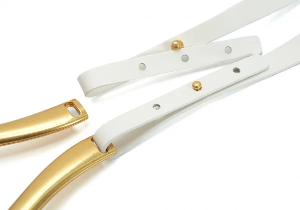 ボッテガヴェネタ BOTTEGA VENETA ダブルストラップレザーベルト 白L K-108141_009