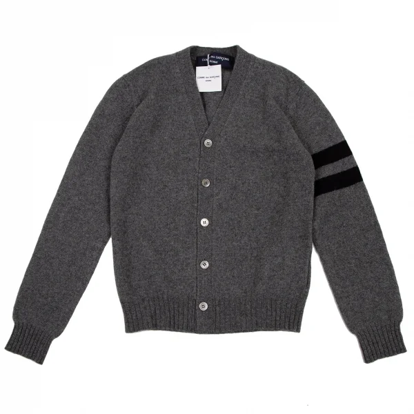 新品!コムデギャルソン オムCOMME des GARCONS HOMME ラインスリーブカーディガン グレーS K-108143_001